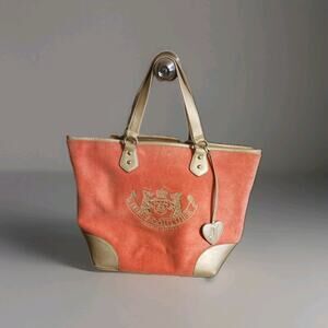 Vintage Juicy Couture Y2K Pink Velour Scottie Bag Purse Tote Large -Inside Flaw